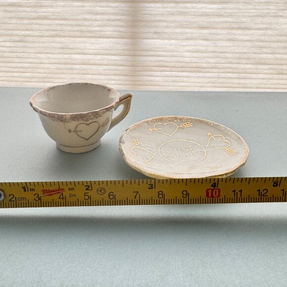 Miniature Just Married Made in Japan Cup and Sauce - Picture 2 of 5